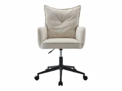 Outlet Vente-unique Silla de oficina de pana color y negra, altura regulable - BATARU by Pascal Morabito Crema