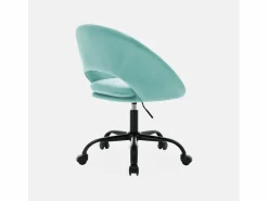 Sweeek Silla de oficina de terciopelo con ruedas celeste