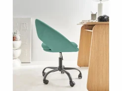 Sweeek Silla de oficina de terciopelo con ruedas celeste