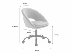 Sweeek Silla de oficina de terciopelo con ruedas celeste