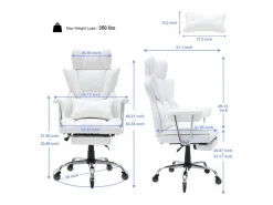Best Silla de Oficina Ejecutiva SucceBuy, Reclinable con Reposapiés y Balanceo de 90 a 120° Silla De Escritorio