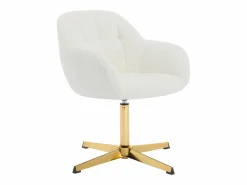 Outlet Silla de oficina en tejido bouclé y metal dorado - LANCIEGA Silla De Escritorio|Sillas Y Lotes De Sillas
