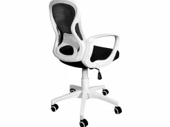 Kayelles Silla de oficina ergonómica, asiento de malla reclinable, soporte lumbar, altura ajustable, giratorio, ruedas suaves FEST Negro / Blanco