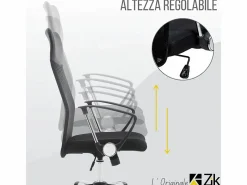 Silla de Oficina Ergonómica Giratoria con Reposabrazos, Ejecutiva, - ZIK