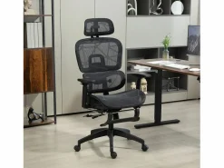 Silla de oficina ergonómica con soporte lumbar, reposacabezas, reposabrazos, tejido de malla, color (66x64x122 cm) Silla De Escritorio