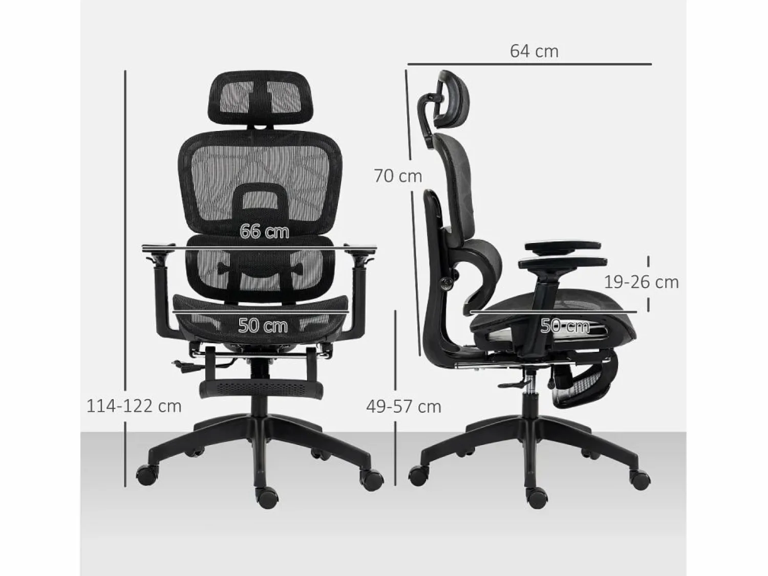 Silla de oficina ergonómica con soporte lumbar, reposacabezas, reposabrazos, tejido de malla, color (66x64x122 cm) Silla De Escritorio