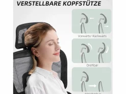 Silla de oficina ergonómica con soporte lumbar, reposacabezas, reposabrazos, tejido de malla, color (66x64x122 cm) Silla De Escritorio