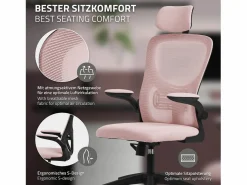ML-DESIGN Silla de oficina ergonomica, asiento ordenador regulable con reposacabezas