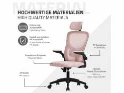 ML-DESIGN Silla de oficina ergonomica, asiento ordenador regulable con reposacabezas
