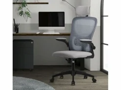 ML-DESIGN Silla de oficina ergonomica, asiento ordenador regulable con reposacabezas