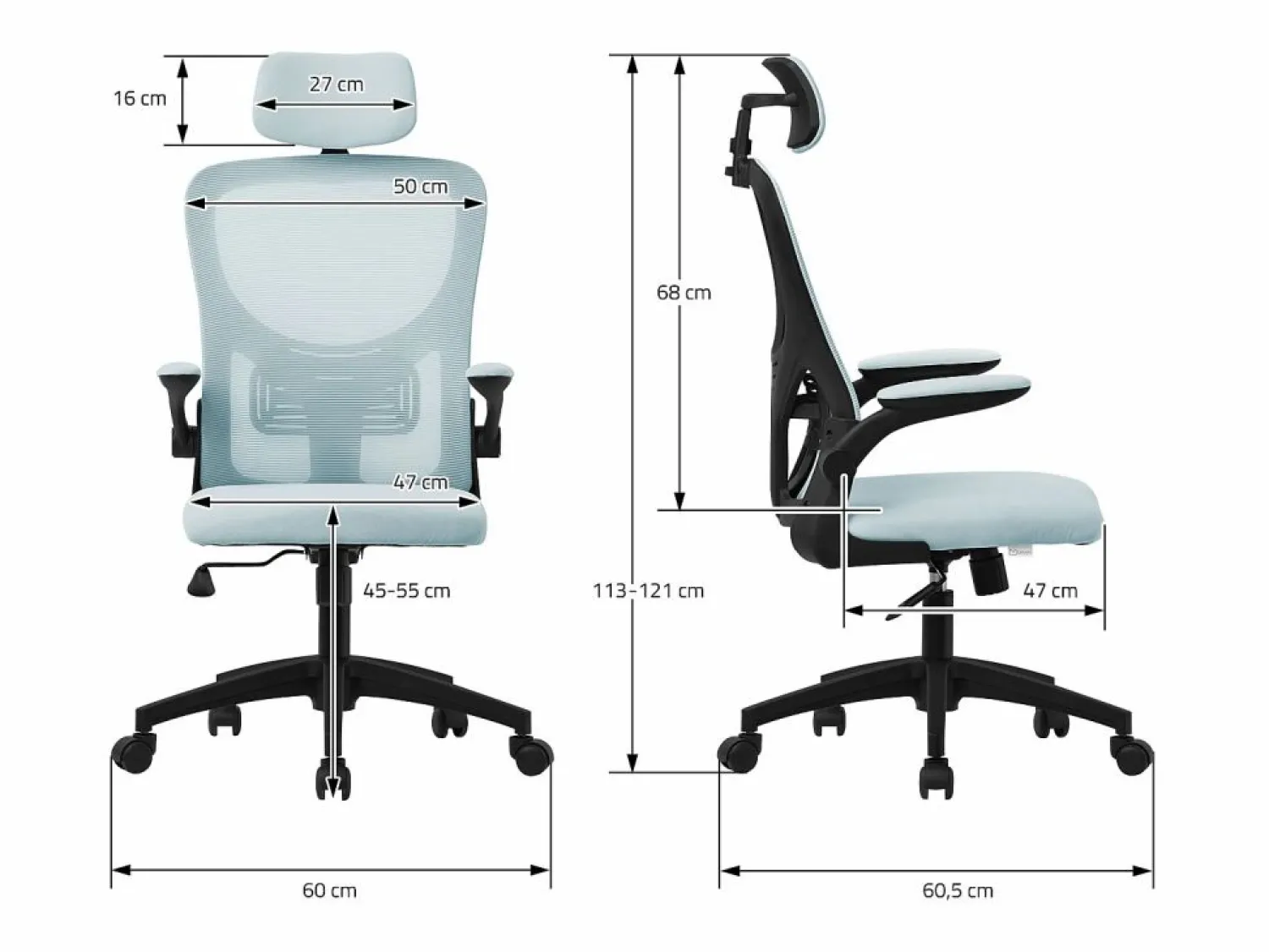 Best ML-DESIGN Silla de oficina ergonomica, asiento ordenador regulable con reposacabezas Azul
