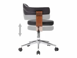 Hot Silla de oficina giratoria madera curvada cuero sintético ES18554 Negro