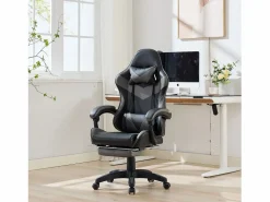 Hauss Spole Silla de oficina giratoria con función de masaje en piel sintética - Altura regulable - Negro y