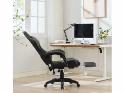 Hauss Spole Silla de oficina giratoria con función de masaje en piel sintética - Altura regulable - Negro y