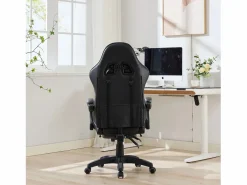 Hauss Spole Silla de oficina giratoria con función de masaje en piel sintética - Altura regulable - Negro y