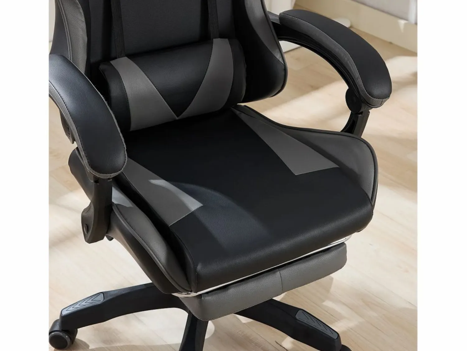 Hauss Spole Silla de oficina giratoria con función de masaje en piel sintética - Altura regulable - Negro y