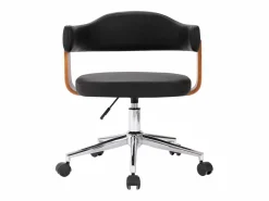 Clicnbuy Silla de oficina giratoria madera curvada cuero sintético