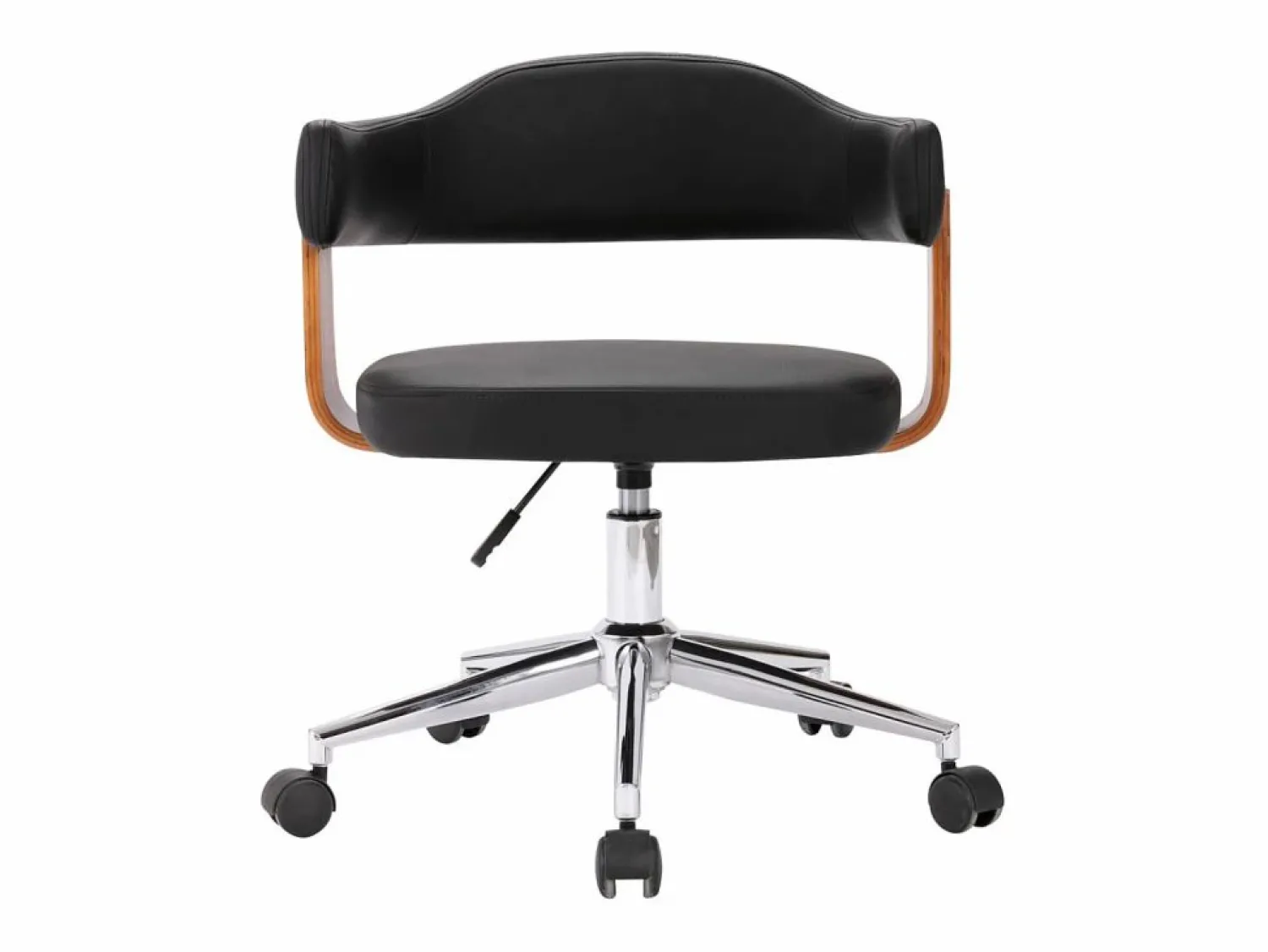 Clicnbuy Silla de oficina giratoria madera curvada cuero sintético
