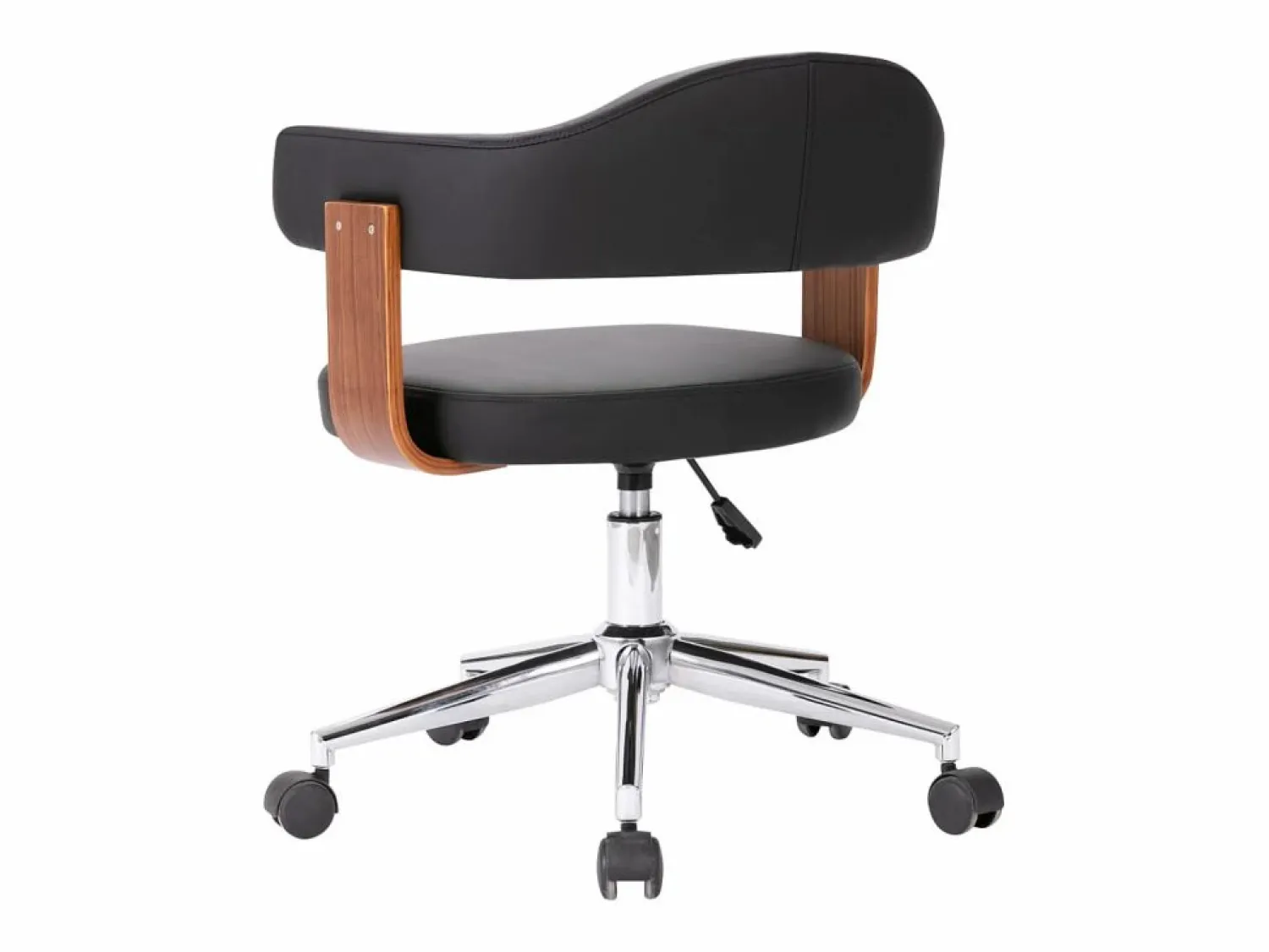 Clicnbuy Silla de oficina giratoria madera curvada cuero sintético