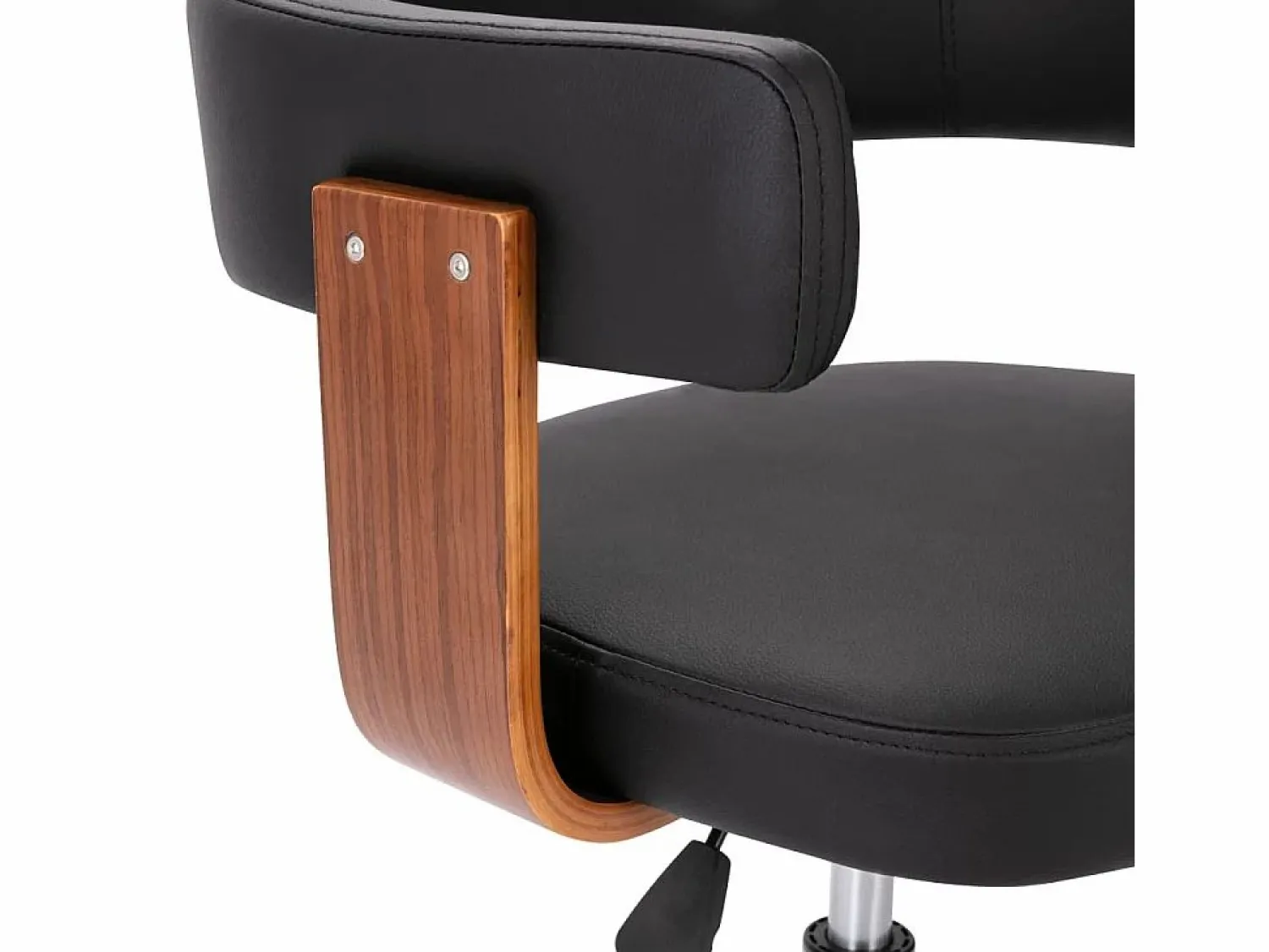 Clicnbuy Silla de oficina giratoria madera curvada cuero sintético