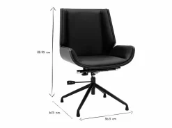 Hot Silla de oficina giratoria de diseño 360° negra, madera oscura nogal y metal CURVED Silla De Escritorio