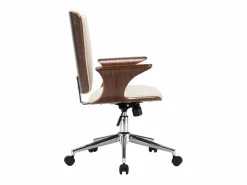 Clicnbuy Silla de oficina giratoria cuero sintético madera curva
