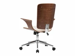 Clicnbuy Silla de oficina giratoria cuero sintético madera curva