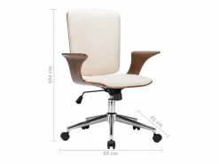 Clicnbuy Silla de oficina giratoria cuero sintético madera curva
