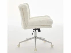 Outlet Hauss Spole Silla de oficina giratoria de tela morada con doble cojín - Altura regulable Crema
