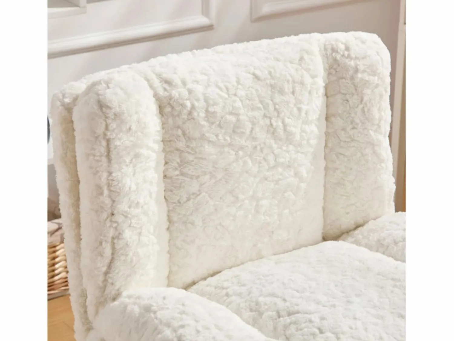 Outlet Hauss Spole Silla de oficina giratoria de tela morada con doble cojín - Altura regulable Crema