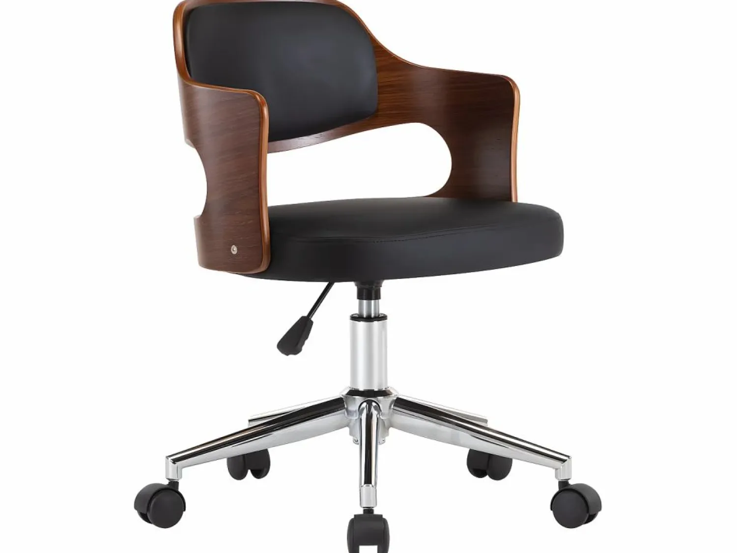 Silla de oficina giratoria madera curvada cuero sintético ES476282