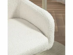 Discount Hauss Spole Silla de oficina giratoria de tela Teddy blanca, altura ajustable, estructura de metal dorado Blanco