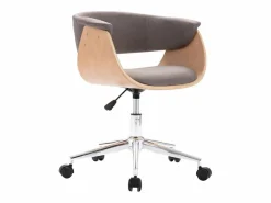 Online Silla de oficina giratoria de madera curvada y tela gris taupe ES106776 Silla De Escritorio