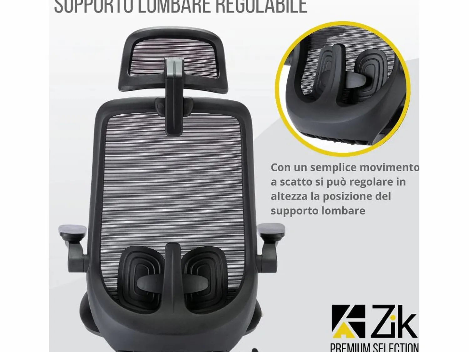 New Silla de Oficina Giratoria Ergonómica con Reposabrazos y Reposacabezas, con Apoyo Lumbar, Altura Ajustable en Tejido, Negra - ZIK Negro