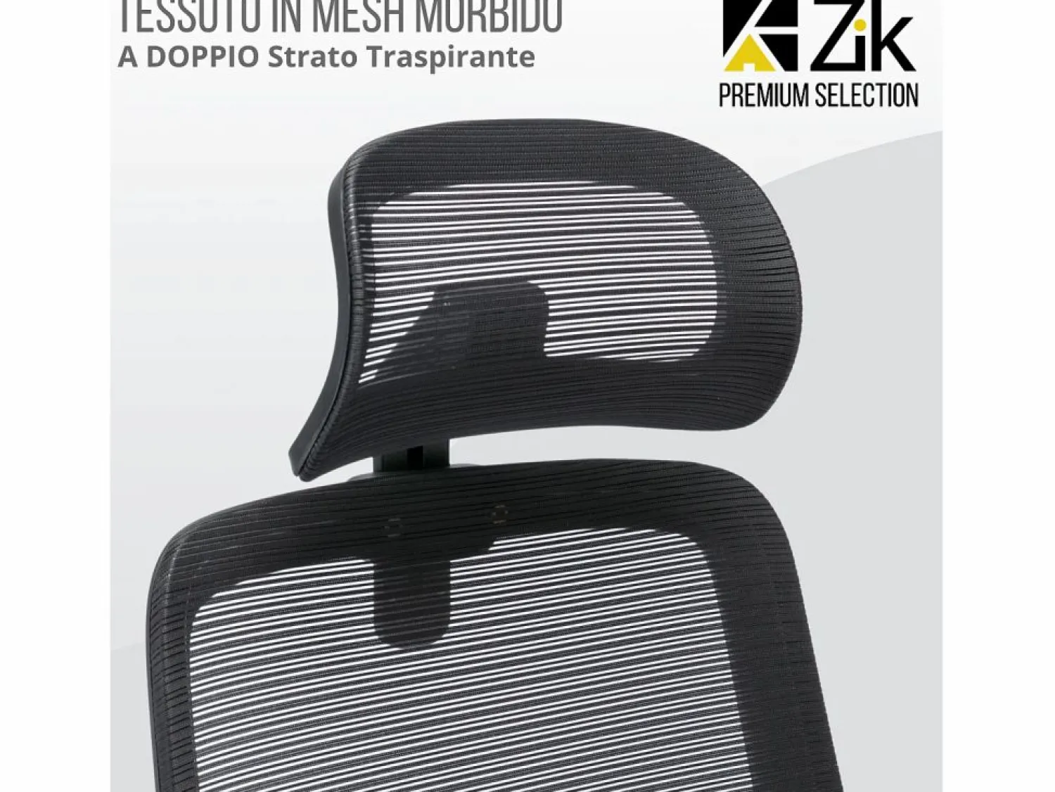 New Silla de Oficina Giratoria Ergonómica con Reposabrazos y Reposacabezas, con Apoyo Lumbar, Altura Ajustable en Tejido, Negra - ZIK Negro