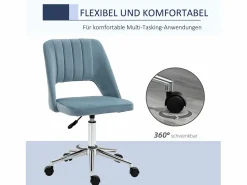 Silla de oficina giratoria, altura regulable, terciopelo , ergonómica (49x60x91 cm)