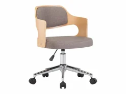 Best Silla de oficina giratoria de madera curvada y tela gris taupe ES328403 Silla De Oficina
