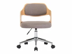 Best Silla de oficina giratoria de madera curvada y tela gris taupe ES328403 Silla De Oficina