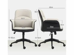 Sale Homcom Silla de oficina Jaca altura ajustable negro/crema 93-103x66x65 cm Beige