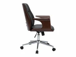 Miliboo Silla de oficina moderna negra con madera oscura RUFIN