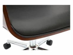 Miliboo Silla de oficina moderna negra con madera oscura RUFIN