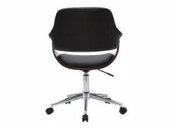 Miliboo Silla de oficina moderna negra con madera oscura HANSEN