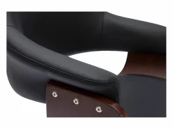 Miliboo Silla de oficina moderna negra con madera oscura HANSEN