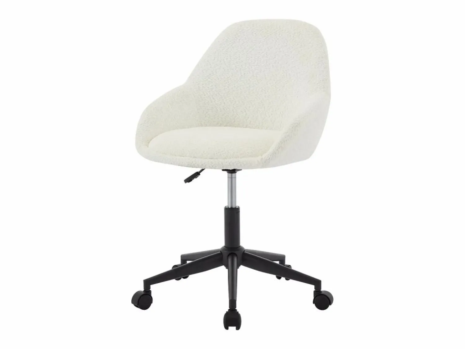 Vente-unique Silla de oficina NAODY de tela bouclé en blanco , altura ajustable