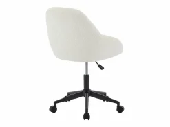 Vente-unique Silla de oficina NAODY de tela bouclé en blanco , altura ajustable