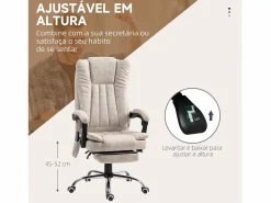 Vinsetto Silla de oficina Orquídea Homcom 6 puntos de masaje + calefacción + reposapiés crema 113-120x70x62 cm Beige