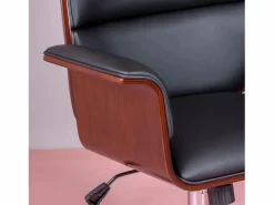 Nest Dream Silla de oficina para ejecutivos en madera oscura de nogal y tapizada en polipiel - Nordic S -