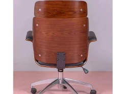 Nest Dream Silla de oficina para ejecutivos en madera oscura de nogal y tapizada en polipiel - Nordic S -