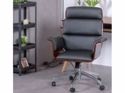 Nest Dream Silla de oficina para ejecutivos en madera oscura de nogal y tapizada en polipiel - Nordic S -
