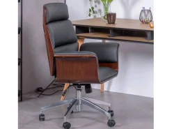 Nest Dream Silla de oficina para ejecutivos en madera oscura de nogal y tapizada en polipiel - Nordic S -